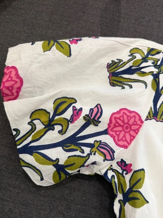 💙 NWT 💙 THML • White Floral Puff Sleeve Maxi Dress with Contrast Collar • Small - Picture 11 of 16